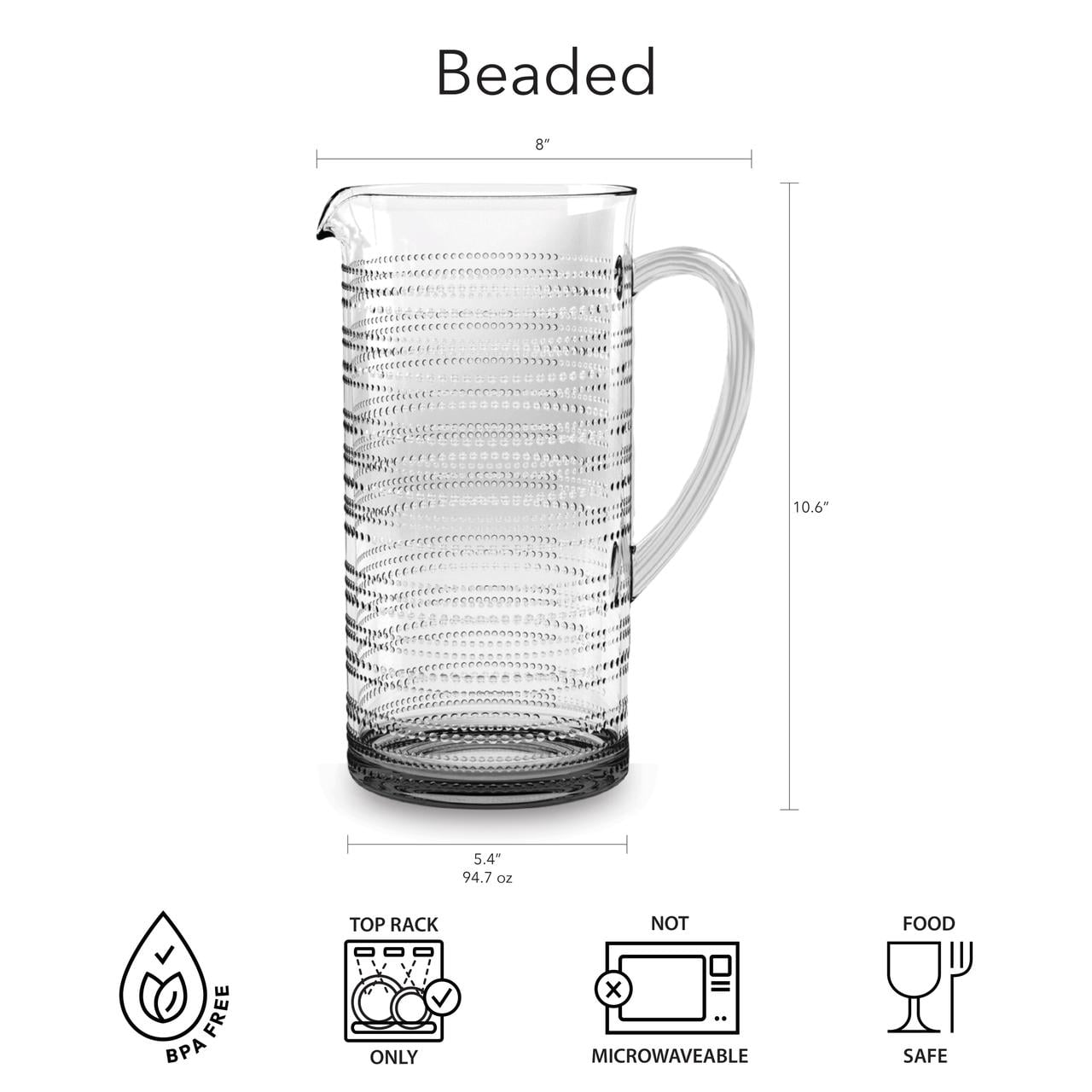Beaded Acrylic Pitcher - Clear - 94.7 oz