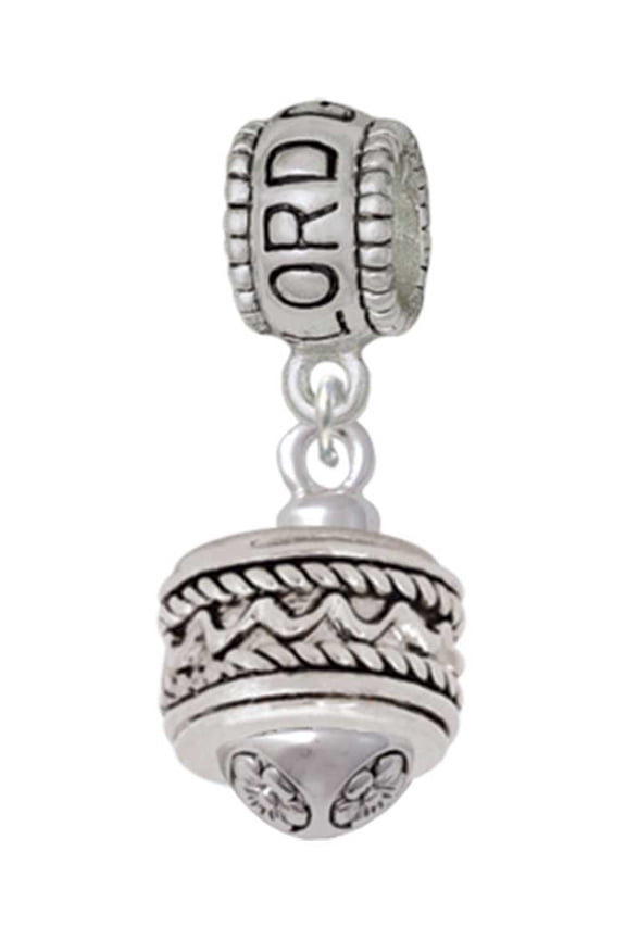 Silvertone Zig Zag with Braid Spinner Lord Guide Me Charm Bead