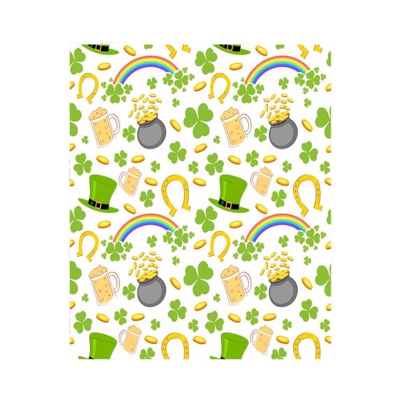 St Patricks Day Shamrocks Throw Blanket, Irish Green Cute Clovers Blankets and Throws, Spring Holiday Sof Blanket for Bed Couch Living Room Sofa, 59" x 29.5" (E)