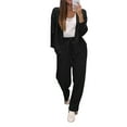 thumbnail image 2 of Conjunto Deportivo Dos Piezas para Mujer: Top Larga con Cuello en V y Botones,y Pantalones Deportivos.Conjunto Moderno para Estar en Casa,Ideal para Otoño e Invierno.Negro L, 2 of 6