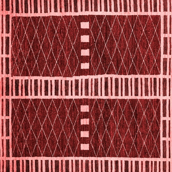 Ahgly Company Machine Washable Indoor Square Abstract Red Modern Area Rugs, 8' Square