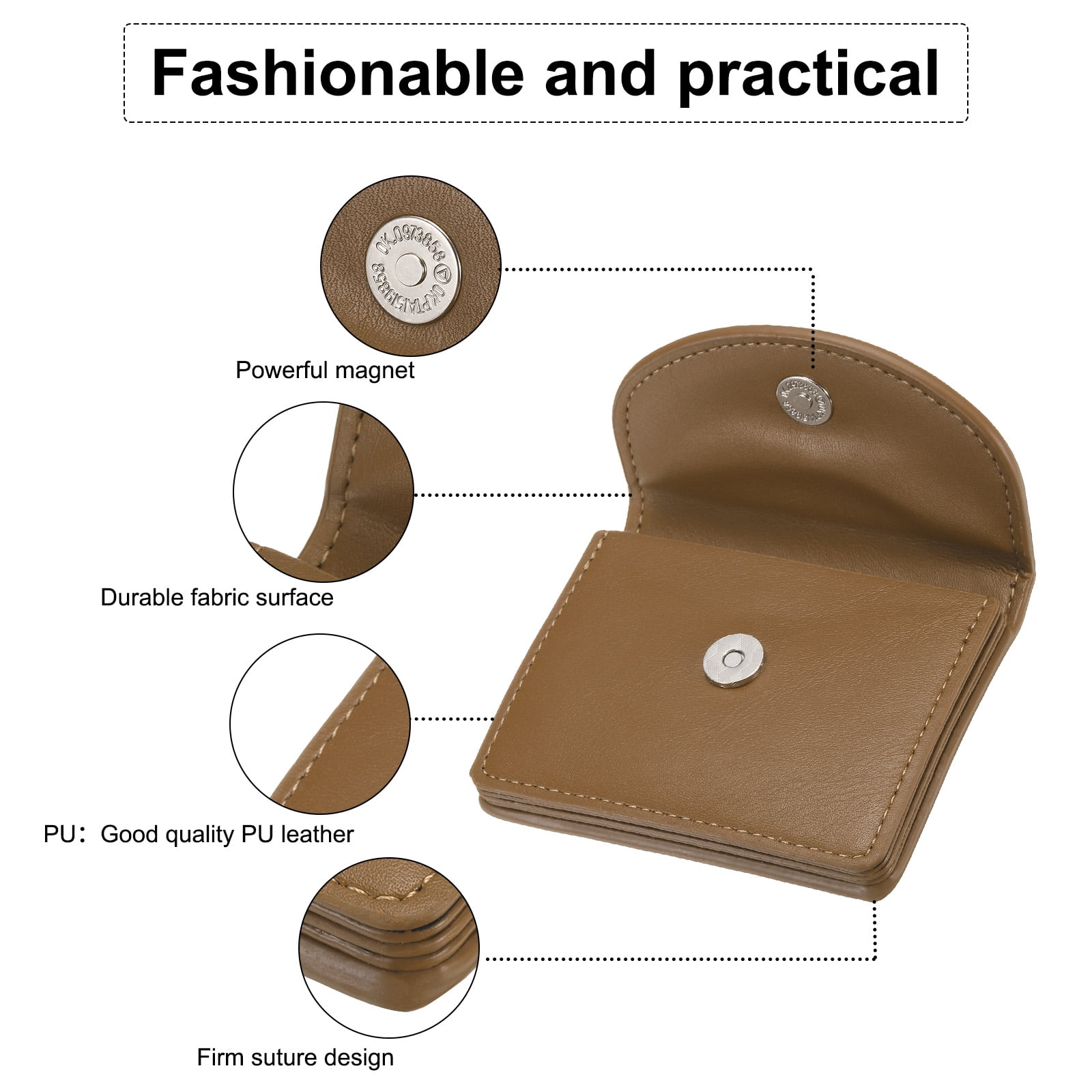Unique Bargains Elegant PU Leather Business Card Case Stylish Name Card Holder Brown