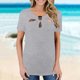 thumbnail image 2 of Tops sólidos de manga corta de ocio de cuello redondo de verano de moda para mujer Fridja  ghk2715, 2 of 5