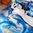thumbnail image 5 of Manfei Magical Dolphin Jumping Ocean Twin Bedding Sets for Kids Boys and Girls, Fantasy Starry Sky Bedding Comforter Set, Reversible 7 Pieces, 5 of 6