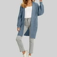 thumbnail image 2 of larppty Womens Open Front Cardigan Waffle Knit Long Sleeve Sweaters Tops Fall Coat Outerwear with Pockets (Light Blue, 3XL), 2 of 5