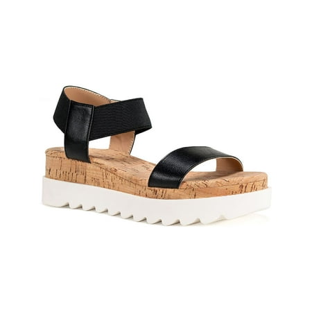 

Sun + Stone Womens Melanyy Faux Leather Slip On Flatform Sandals