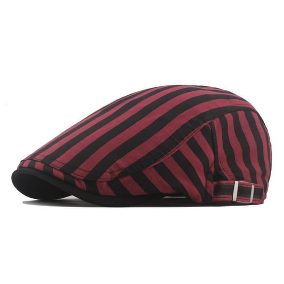 Men Striped Newsboy Gatsby Flat Duckbill Hat Golf Driving Beret Ivy Peaked Cap