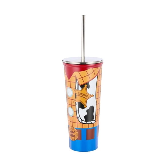 Vaso Disney Toy Story de Acero Inoxidable con Tapa y Popote para Bebidas Frías de 700 ml.