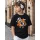 thumbnail image 2 of Festive Skeleton Dinosaur Graphic Tee, Classic Short Sleeve Casual Top With Funny Halloween Pumpkin Print, HighQuality Cotton Fabric, Durable and Comfortable Fashion TShirt, 2 of 6