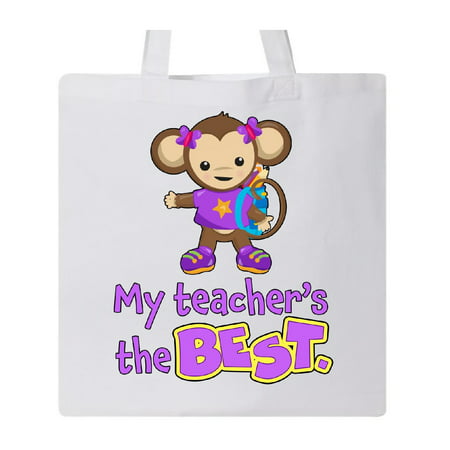 My Teacher's the Best cute monkey Tote Bag White One