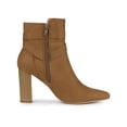 thumbnail image 3 of BLISSFUL STEP Women's Block Heel Boots Pointed Toe Buckle Decor Ankle Booties Brown 10, 3 of 7