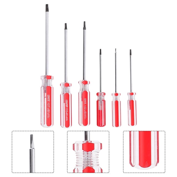 Soimiss 6Pcs Red Household Triangle Screwdriver Set Multi Purpose Repair Hand Tools