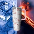 thumbnail image 3 of 40oz Flamingo Stainless Steel Tumbler with Handle and Straw, Insulated Cup Travel Coffee Mug Water Bottle with Lid and Straw, Animal Lovers Women Gifts, 3 of 5