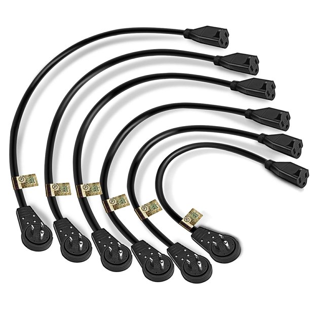 Cable de extensión Nekteck, enchufe plano giratorio de 360°, 30 cm, 14 AWG