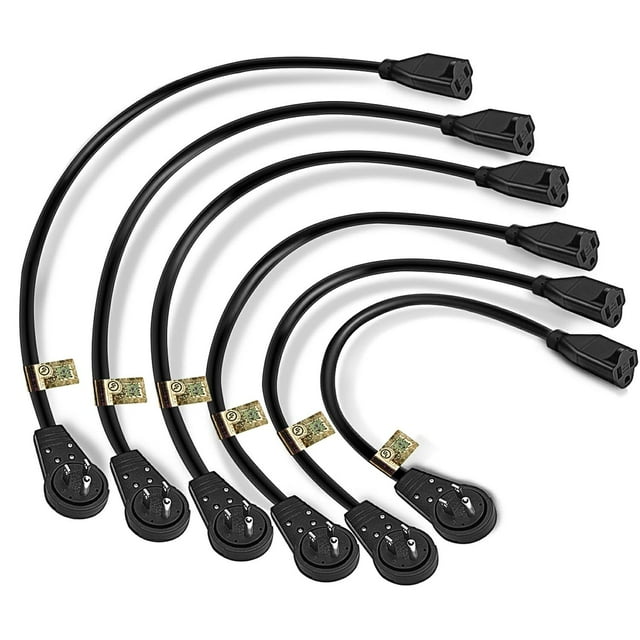 Cable de extensión Nekteck, enchufe plano giratorio de 360°, 30 cm, 14 AWG