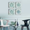 thumbnail image 3 of Vintage Flower Pattern Canvas Wall Art for Bedroom Wall Decor Rustic Boho Teal Floral Pictures Geometric Symmetry Canvas Prints Artwork for Bathroom Living Room Office Decoration 12" X 12" X 4Piece, 3 of 6