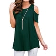 thumbnail image 1 of DYMADE Womens Cold Shoulder Soild Casual Tunic Blouse Tops, 1 of 2