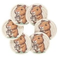 thumbnail image 2 of Capybara Gift 6 Pcs Drink Coasters with Holder Absorbent Coasters Woven Coasters for Drinks Table Desk Protection Home Decor, 2 of 7