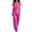 Hot Pink, variant on Women's Two Piece Casual Sets Summer Outfits V-Neck Wrap Tie Waist Short Sleeve Tops Linen Blend Wide Leg Pants S-3XL