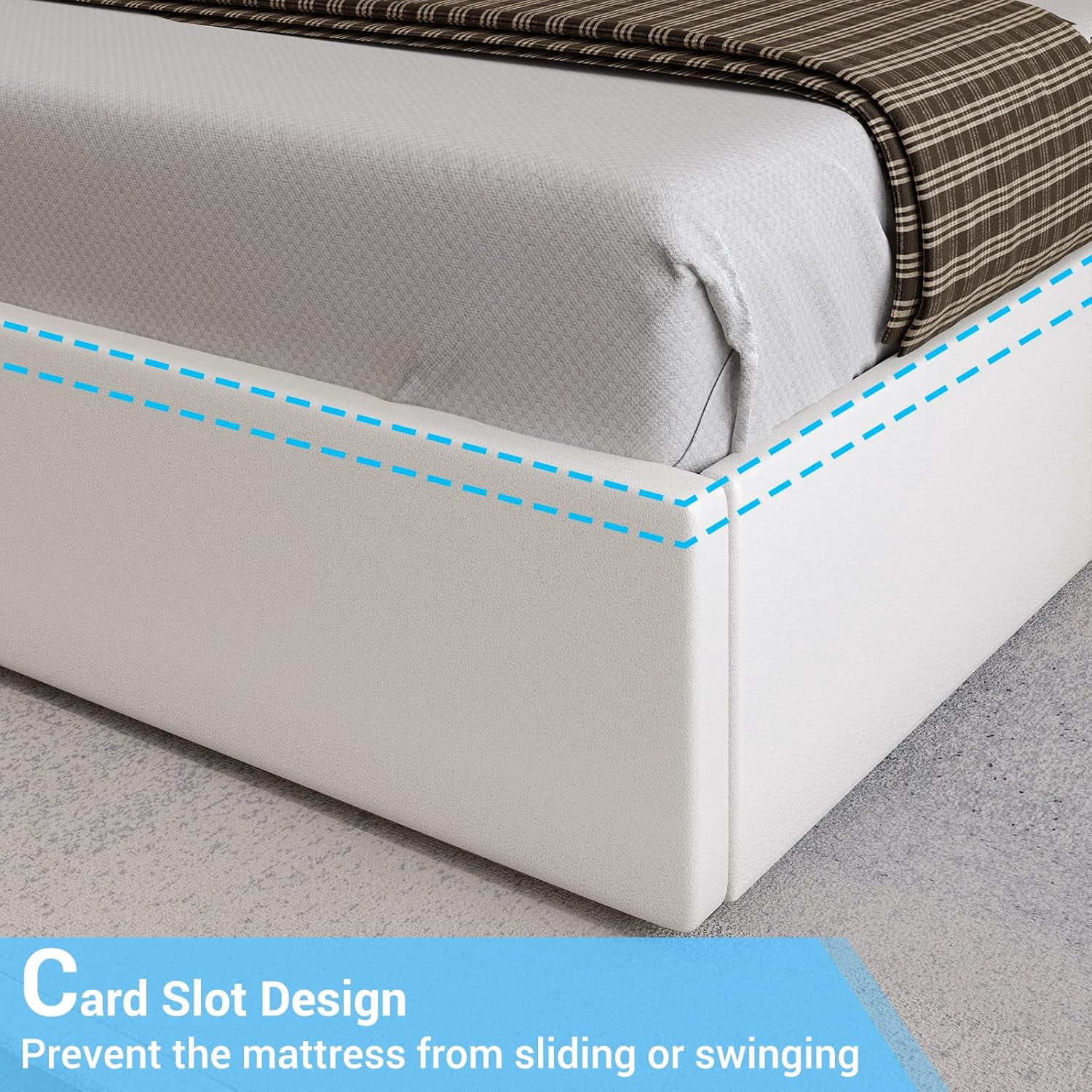 Queen Platform Bed Frame with LED Headboard&USB and Type-C Ports Modern Upholstered Bed Frame with 4 Storage Drawers,Faux Leather Bed Frame for Bedroom,White