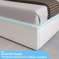 thumbnail image 4 of Queen Platform Bed Frame with LED Headboard&USB and Type-C Ports Modern Upholstered Bed Frame with 4 Storage Drawers,Faux Leather Bed Frame for Bedroom,White, 4 of 9