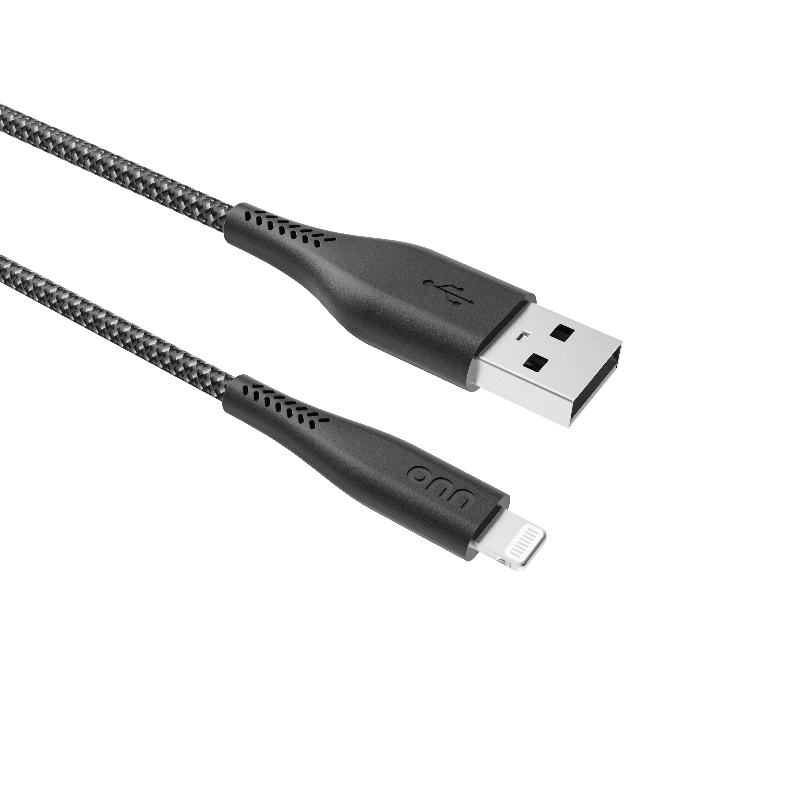onn 3ft Lightning to USB-A Soft-touch Braided Charging Cable, MFi Certified, Black