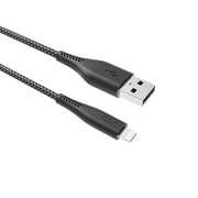 onn 3ft Lightning to USB-A Soft-touch Braided Charging Cable, MFi Certified, Black