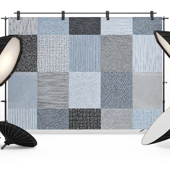 Photo Backdrop 8x10 ft Blue Linen Squares Photography Backdrops Curtains Picture Wall Covering Boho Woven Fabric Photo Booth Drapes for Backdrop Photoshoot Wedding Party Birthday Background Screen
