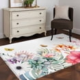 thumbnail image 3 of 3'x5' Rug for Living Room Bedroom, Summer Tropical Washable Area Rugs Non-Slip Carpet Mats, Watercolor Palm Leaves Butterfly Flower Indoor Low Pile Area Rug Runner for Kitchen, Mudroom, 3 of 8