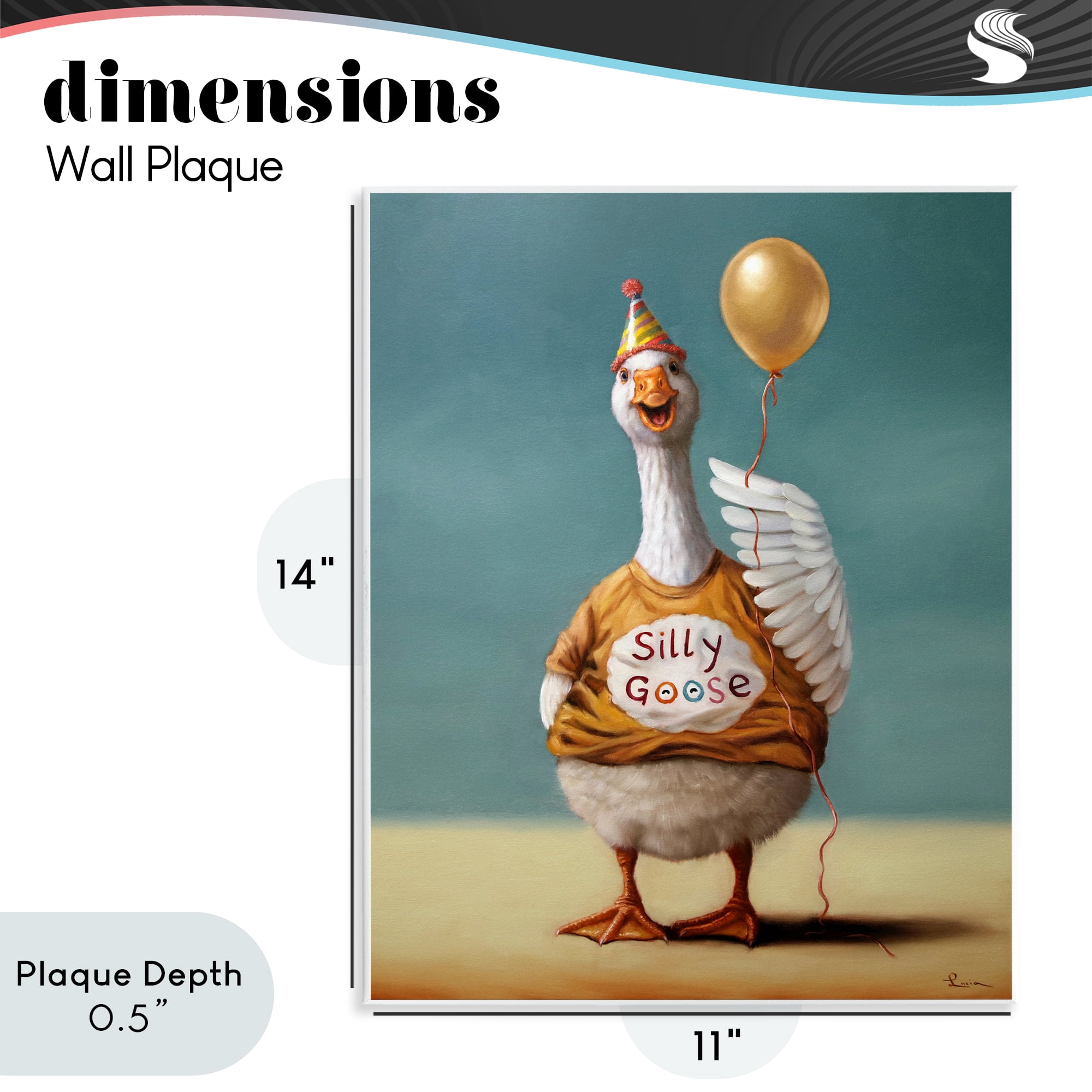 Stupell Industries Silly Goose with Balloon Wall Plaque Art, design by Lucia Heffernan