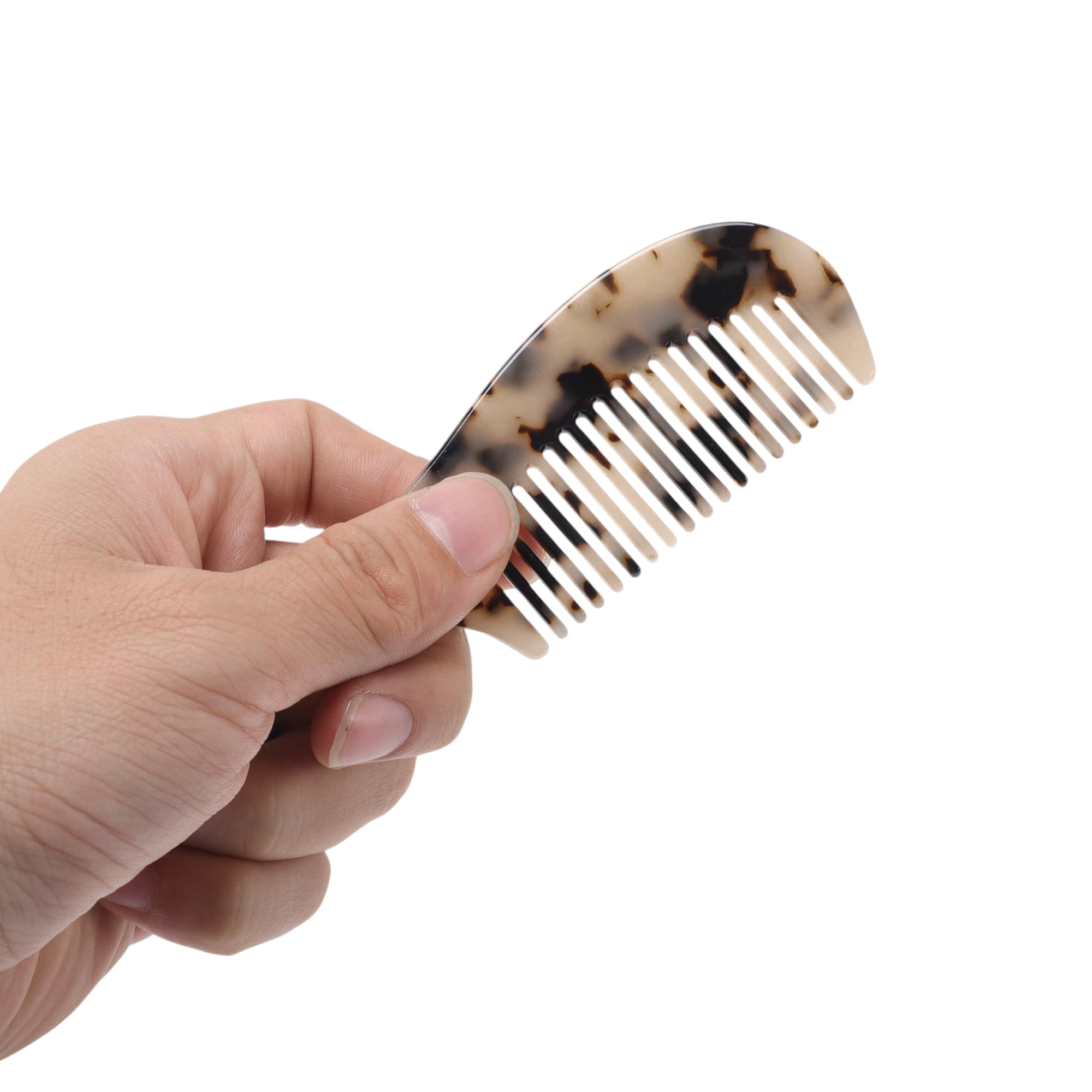 Unique Bargains Durable Marble Texture Large Tooth Comb 1 Pc Light Brown
