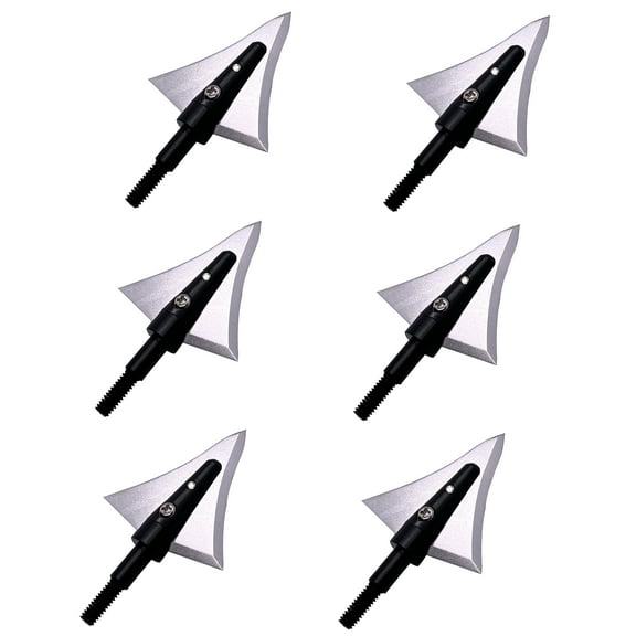 6PCS Hunting Broadheads 125 Grain Fixed Blades Stainless Steel Right Bevel for Compound Bow Crossbow Recurve