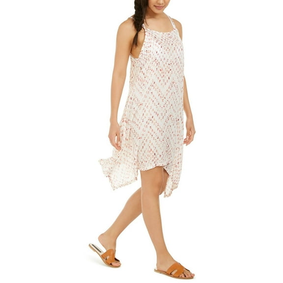 J Valdi CORAL MULTI Sleeveless Printed Swim Cover-Up Dress, US X-Small