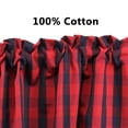 thumbnail image 7 of 2 Pack Buffalo Check Plaid Window Valances, Red and Black Kitchen Curtains for windows, Farmhouse Window Treatment Decor Curtains, 16" x 56" Rod Pocket Valances, 7 of 7