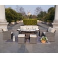 thumbnail image 5 of Outdoor 7 Pcs Furniture Set with Brown Fire Pit Table, PE Wicker Rattan Gray Sectional Sofa Patio Conversation Sets, 5 of 11