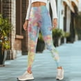 thumbnail image 4 of Renewold Tie-dye Pink Blue Leggings for Women with Pockets Running Pants Tight High Waisted Spandex Graphic Leggings Stylish Essential Pants Scrunch Butt Lifting, XL, 4 of 8