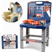 Tool Workbench for Kids Pretend Play - Construction Workshop Toolbench STEM Building Toys with Realistic Tools and Electric Drill