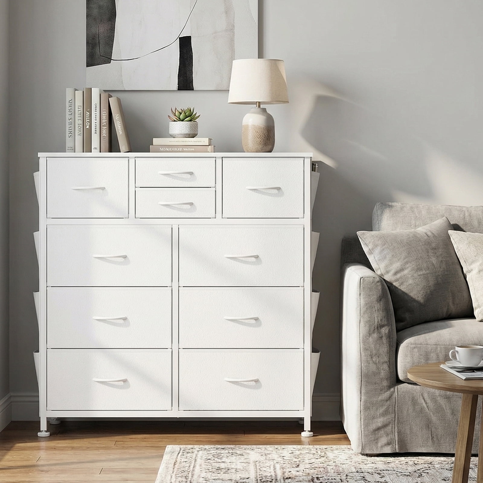 CONCETTA Dresser Storage with 10 Drawers,Storage Organizer for Closet, Wood Top for Bedroom, Living Room, White