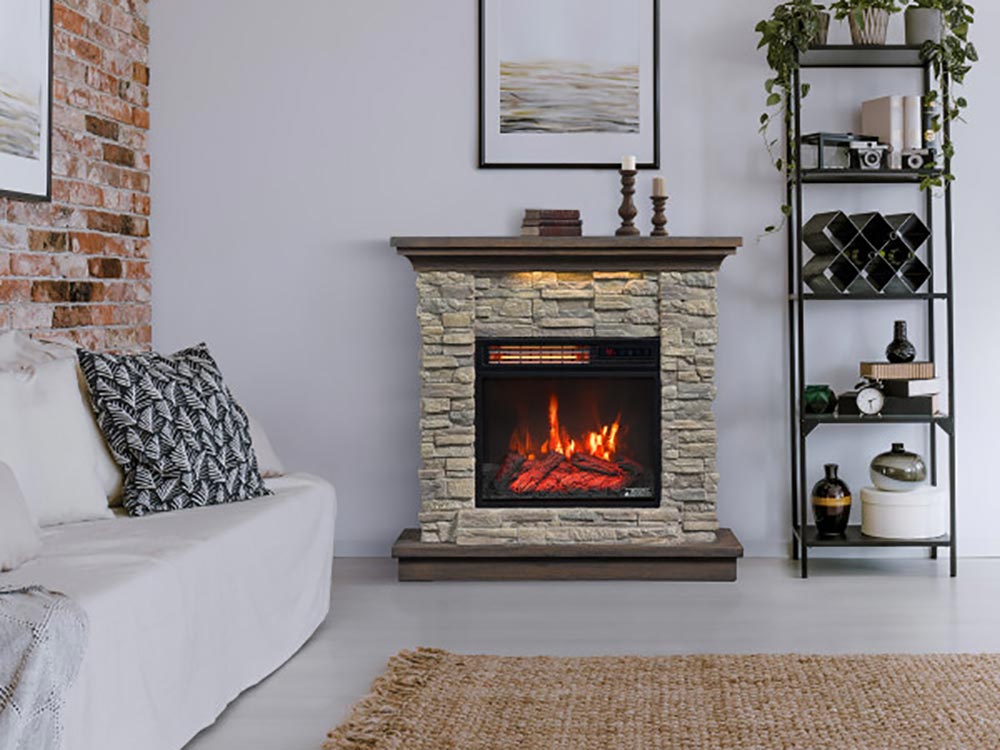 Duraflame Electric Fireplace Wall Mantel - Smoky Gray Stone - Walmart.com