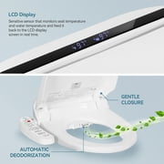 FULLWATT Electric Bidet Toilet Seat Automatic Heated Elongated Toilet Seat with Remote Control LED Night Light (White)
