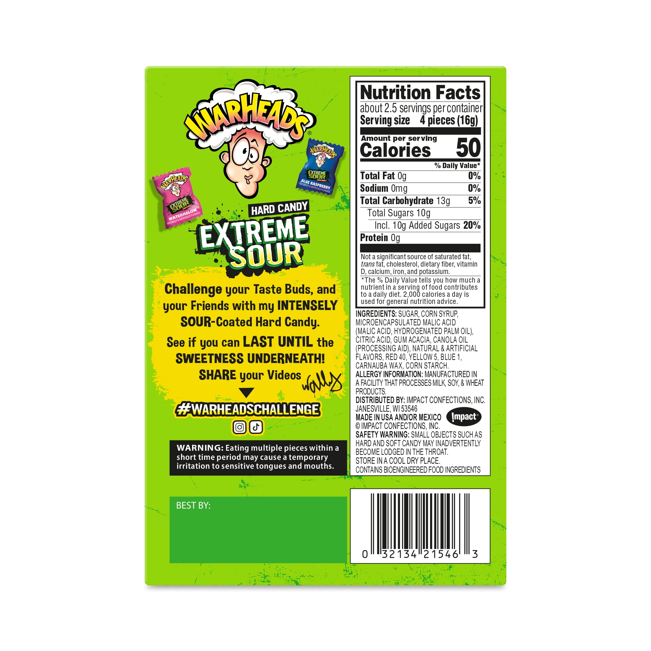 WARHEADS Extreme Sour Hard Candy 1.5oz Theater Box