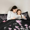 thumbnail image 5 of Castle Fairy Girls Bling Pink Crystal Crown Bedding Comforter Set 2pcs,Kawaii Ribbon Bow Twin Comforter Sets Microfiber,Stars Print Glitter Breathable Bedding Set,Super Cozy Room Decor,Reversible, 5 of 8