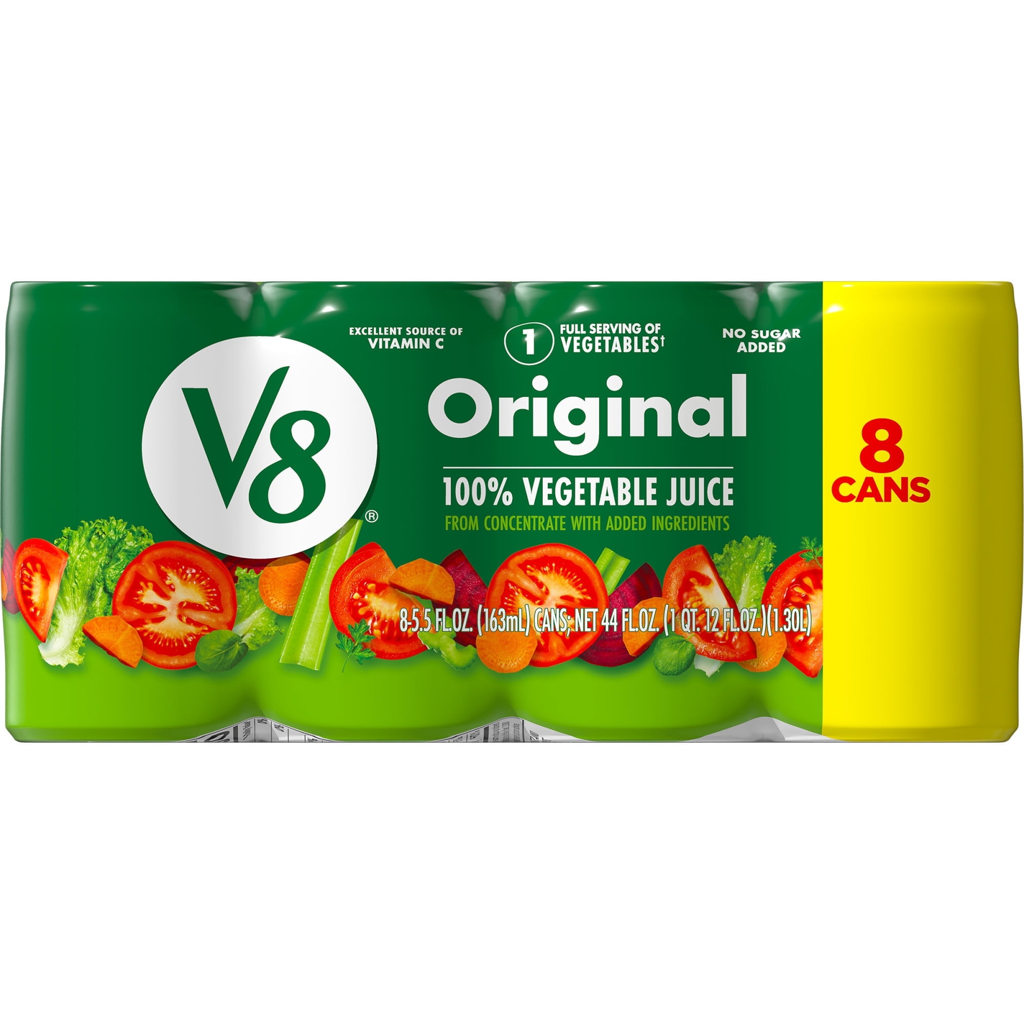 (2 pack) V8 Original 100% Vegetable Juice, 5.5 fl oz Can, 8 Count