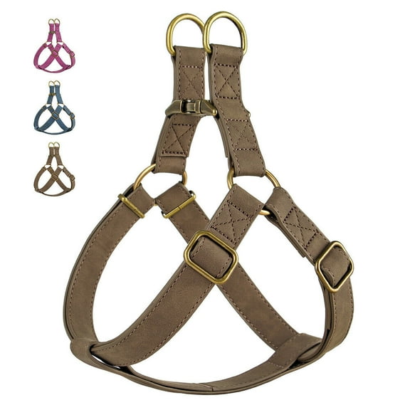 Pet Artist PU Leather Step In Dog Harness Pet Chest Strap Vest Adjustable French Bulldog