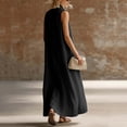 thumbnail image 6 of ClodeEU Women's Sleeveless V Neck Button Down Maxi Dress,Casual Loose Shirt Dress with Pockets Black,Women's Plus L, 6 of 7