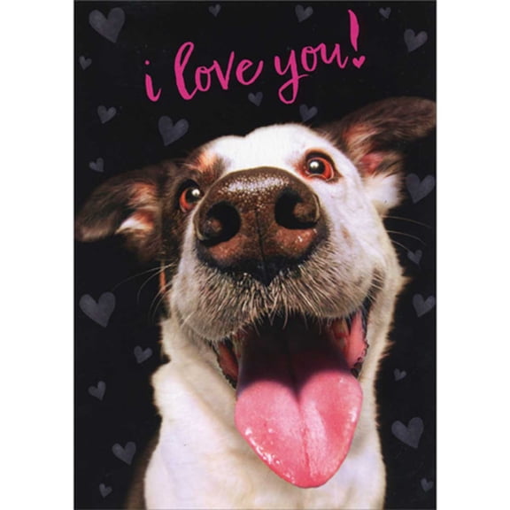 Avanti Press Brown and White Dog with Heart Shaped Tongue Valentine's Day Card