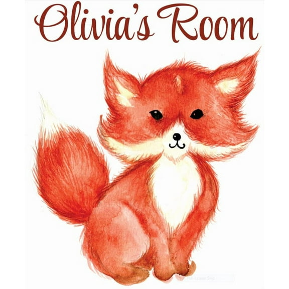 Personalized Name Vinyl Decal Sticker Custom Initial Wall Art Personalization Decor Fox Animal Kids Bedroom 10 Inches X 10 Inches