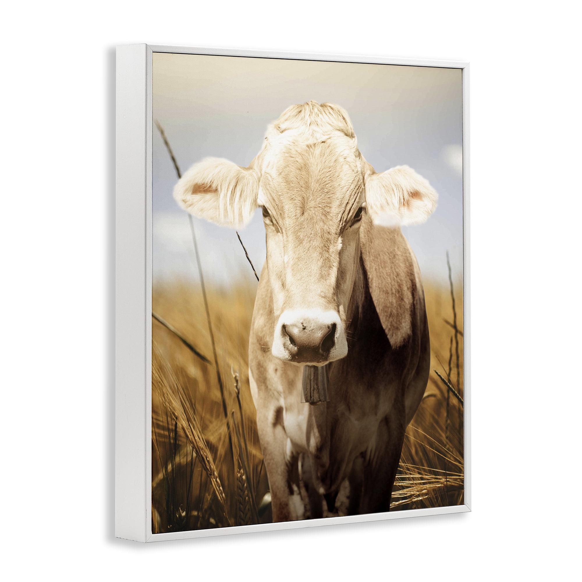 Stupell Industries Simple Belle Cow Portrait White Framed Giclee Art, design by Marcus Prime