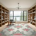 thumbnail image 2 of ODIKA 9'x12' Washable Area Rug Boho Delicate Botanical Scattered Motifs Shaggy Look Pink Solid Refined for Great Room, Indoor Concept, Large Living Low Pile, Flatwoven, 2 of 7