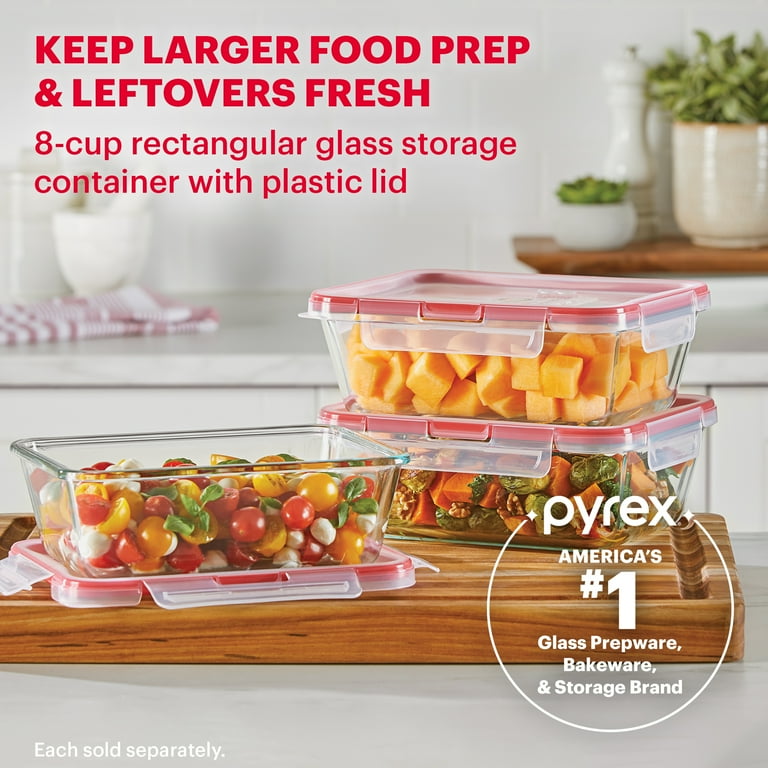 Pyrex Freshlock 8cup Rectangle Glass Food Storage Container with